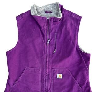 Women’s Carhartt Purple Canvas Sherpa Lined Vest